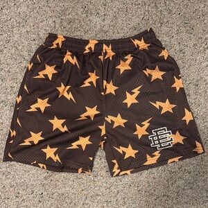 Eric Emmanuel Brown Star Patterned Men's Shorts